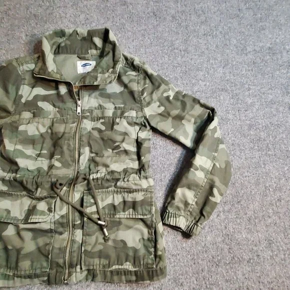 OLD NAVY Women’s Army Camo Flag Utility Full Zip Jacket Flap pockets Sz XS Small - Picture 4 of 13